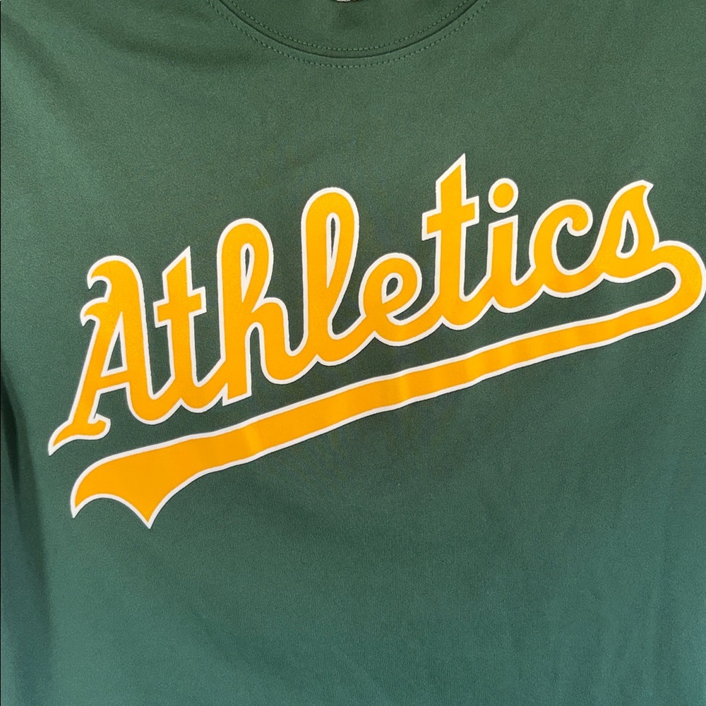 Slightly Worn Majesty Athletics YMCA Baseball Jersey Dark Green/Yellow - Medium - Picture 4 of 12
